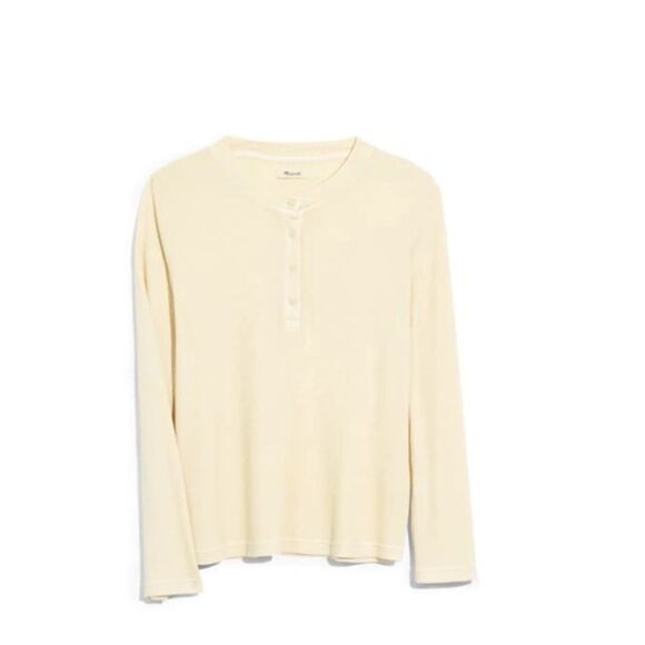 Madewell Size Medium Drapey-Rib Henley Tee - Picture 1 of 9